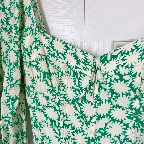 Revolve Capulet Jumpsuit Size Small Manzanita Floral Apple Green Square Neck - Picture 7 of 12